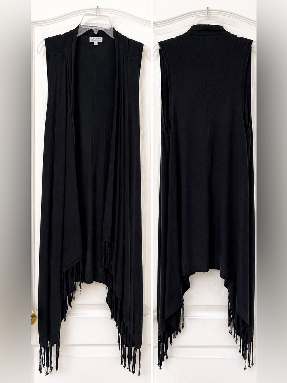 Black Fringe Vest with Open-Front Wrap